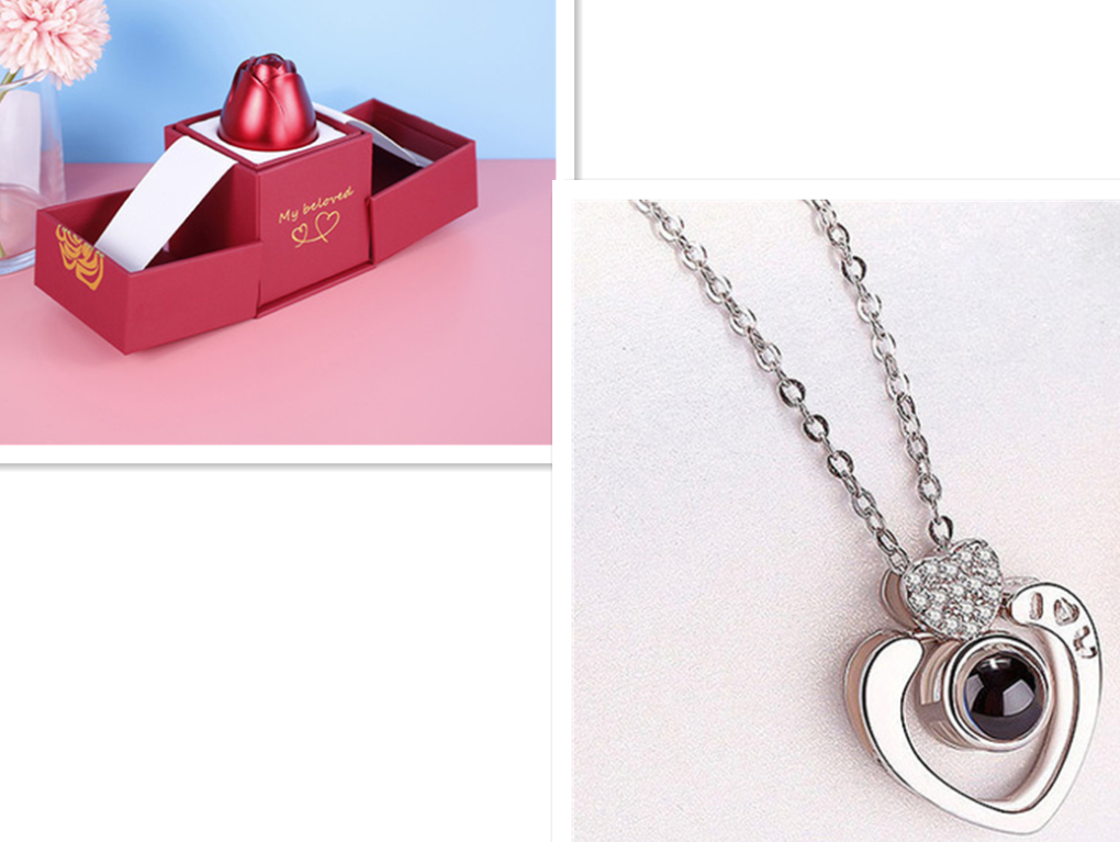 Metal Rose Jewelry Gift Box Necklace For Wedding Girlfriend Necklace Gifts