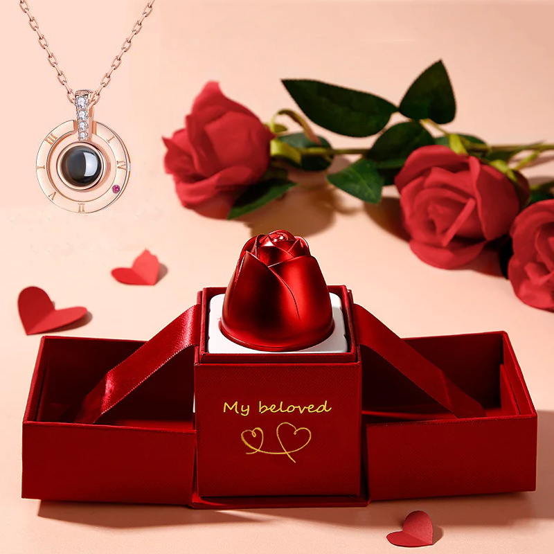 Metal Rose Jewelry Gift Box Necklace For Wedding Girlfriend Necklace Gifts