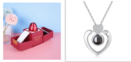 Metal Rose Jewelry Gift Box Necklace For Wedding Girlfriend Necklace Gifts