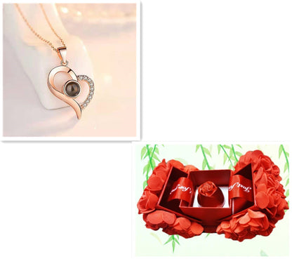 Metal Rose Jewelry Gift Box Necklace For Wedding Girlfriend Necklace Gifts