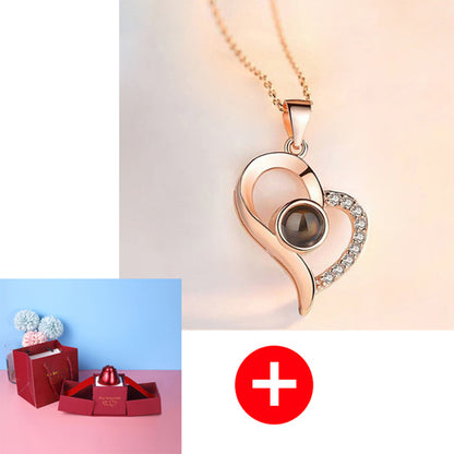 Metal Rose Jewelry Gift Box Necklace For Wedding Girlfriend Necklace Gifts