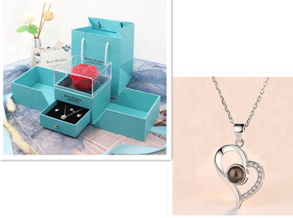 Metal Rose Jewelry Gift Box Necklace For Wedding Girlfriend Necklace Gifts