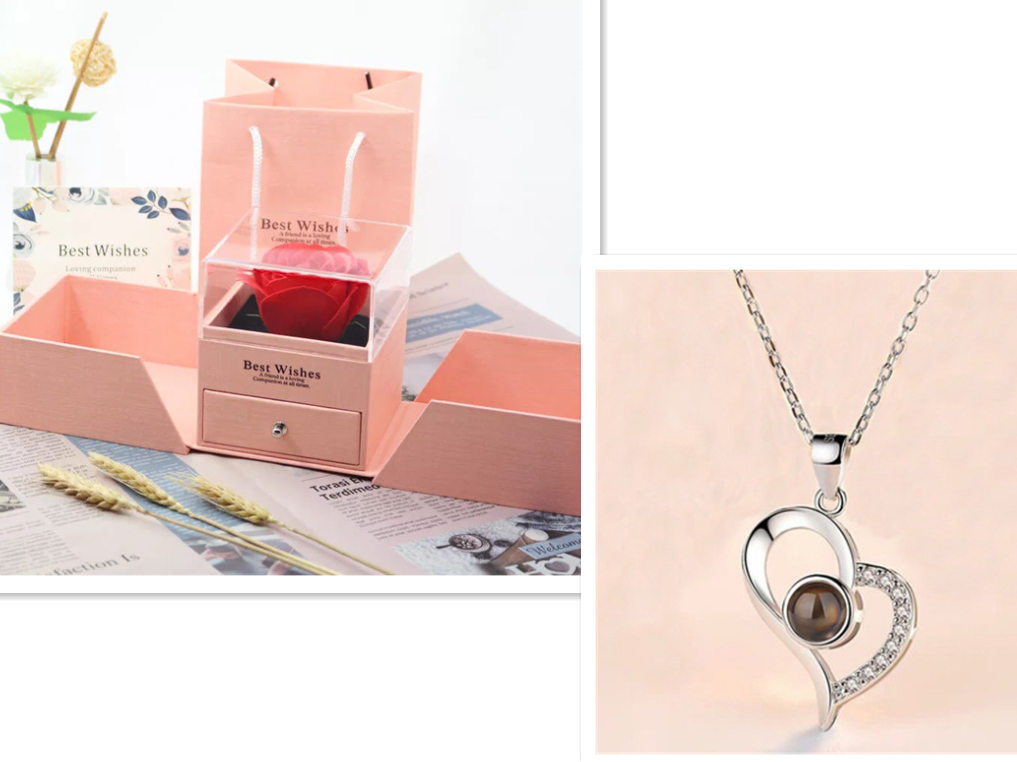 Metal Rose Jewelry Gift Box Necklace For Wedding Girlfriend Necklace Gifts