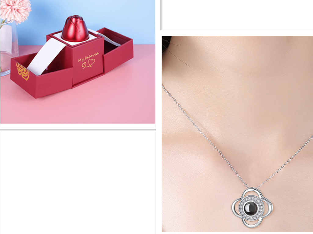 Metal Rose Jewelry Gift Box Necklace For Wedding Girlfriend Necklace Gifts