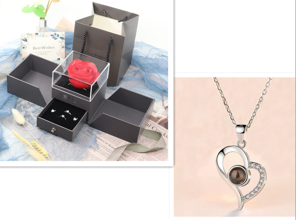 Metal Rose Jewelry Gift Box Necklace For Wedding Girlfriend Necklace Gifts