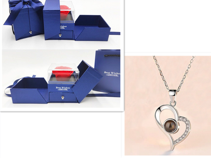 Metal Rose Jewelry Gift Box Necklace For Wedding Girlfriend Necklace Gifts