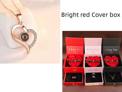 Metal Rose Jewelry Gift Box Necklace For Wedding Girlfriend Necklace Gifts